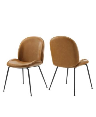  Scoop Black Powder Coated Steel Leg Dining Chairs, Set of 2