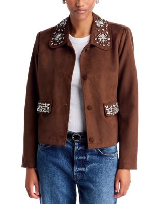 Embellished Faux Suede Jacket - Exclusive