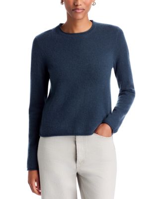 100% Cashmere Rolled Edge Crewneck Sweater - Exclusive