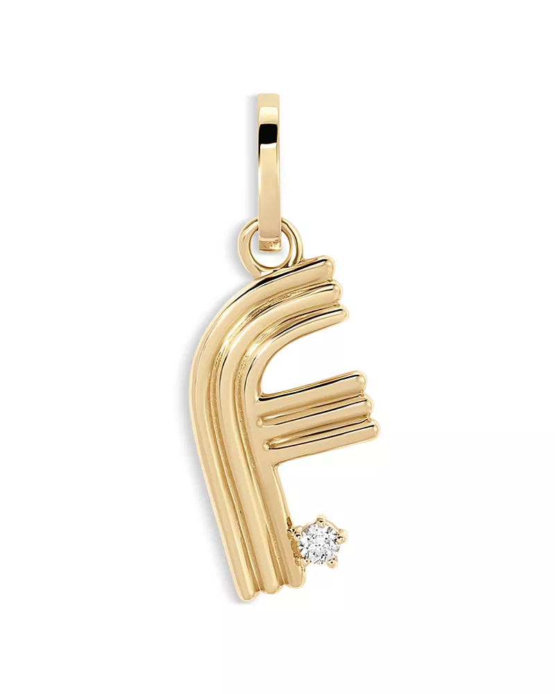 Adina Reyter 14K Yellow Gold Diamond Groovy B Initial Pendant, 0.06 tcw
