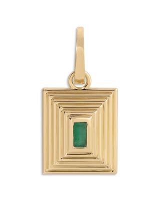 14K Yellow Gold Emerald Groovy Geometric Hinged Pendant