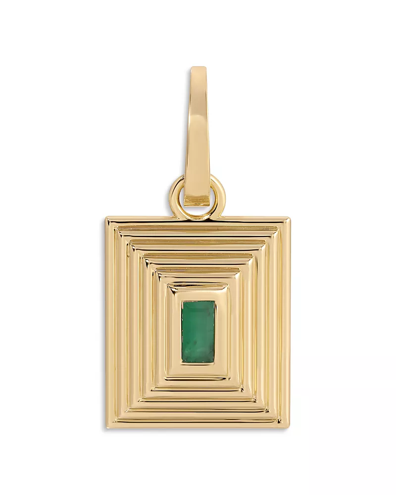 Adina Reyter 14K Yellow Gold Emerald Groovy Geometric Hinged Pendant