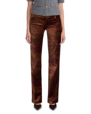 The Velvet Rodeo Low Rise Jeans in Deep Garnet Brocade