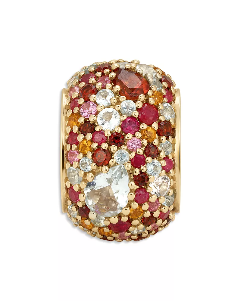 Adina Reyter 14K Yellow Gold Multi Gemstone Crown Jewels Big Bead Pendant