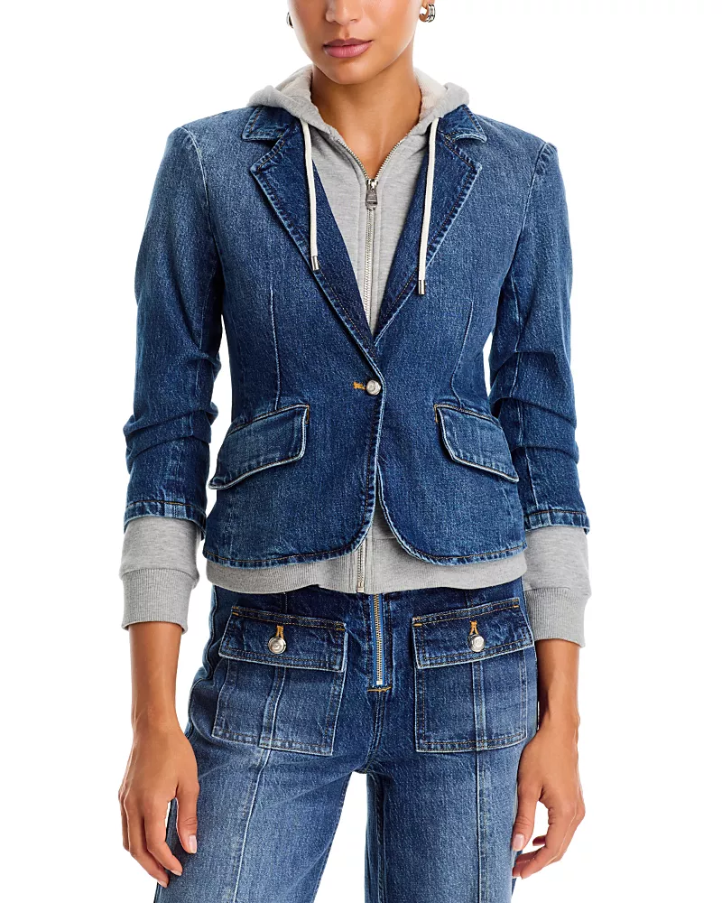 Cinq a Sept Le Petit Khloe Denim Zip Up Layered Blazer