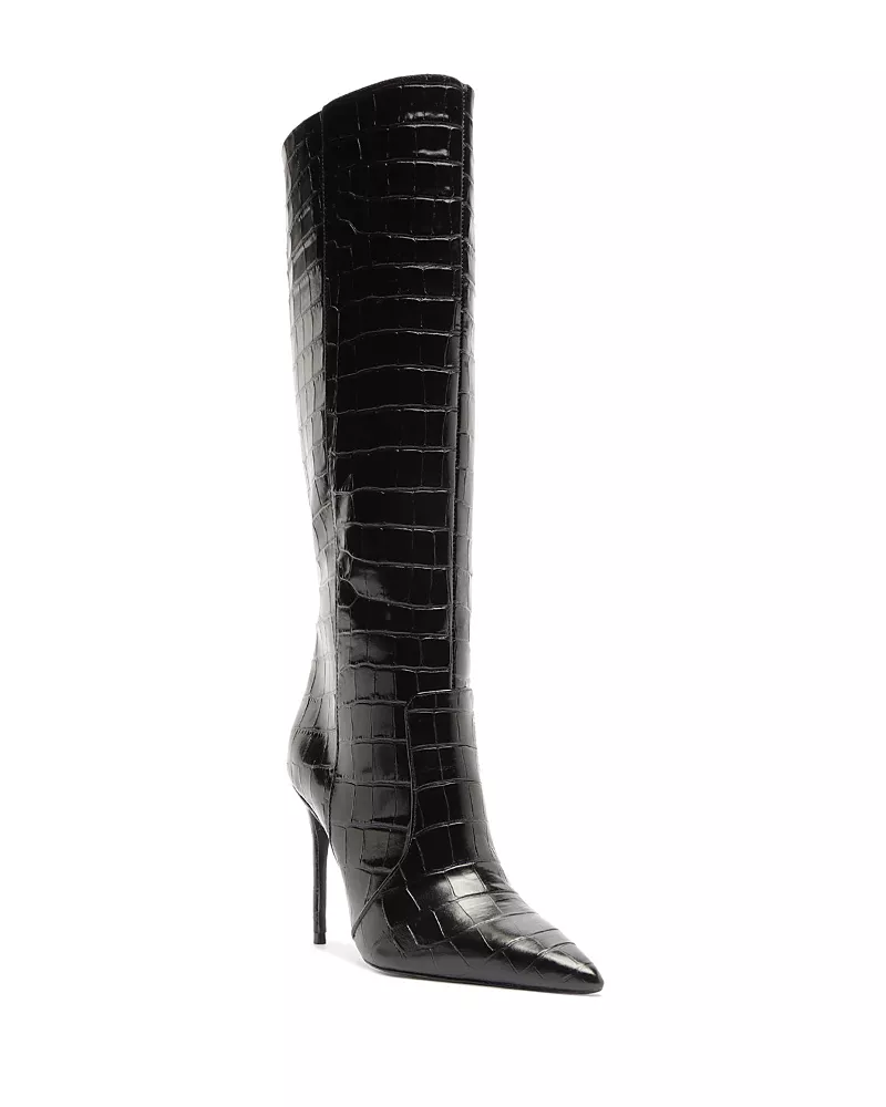 Schutz Women's Samira Croc Embossed Leather Knee High Boots