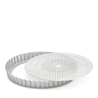 11" Perforated Stainless Steel Round Tart/Pie Mold with Removable Bottom