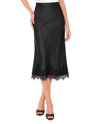 Scalloped Lace Hem Midi Skirt