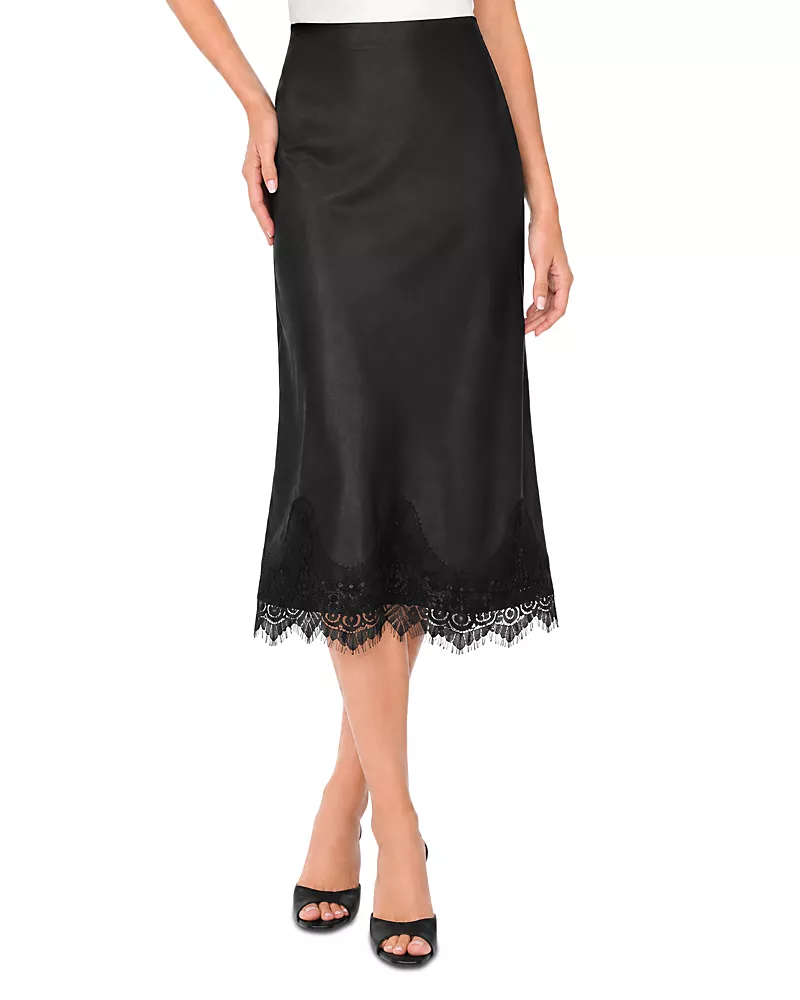 Vince Camuto Scalloped Lace Hem Midi Skirt