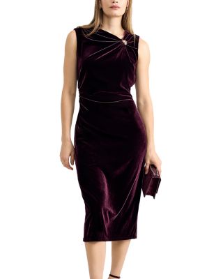 Phase Eight Bella Ruched Velvet Midi Dress