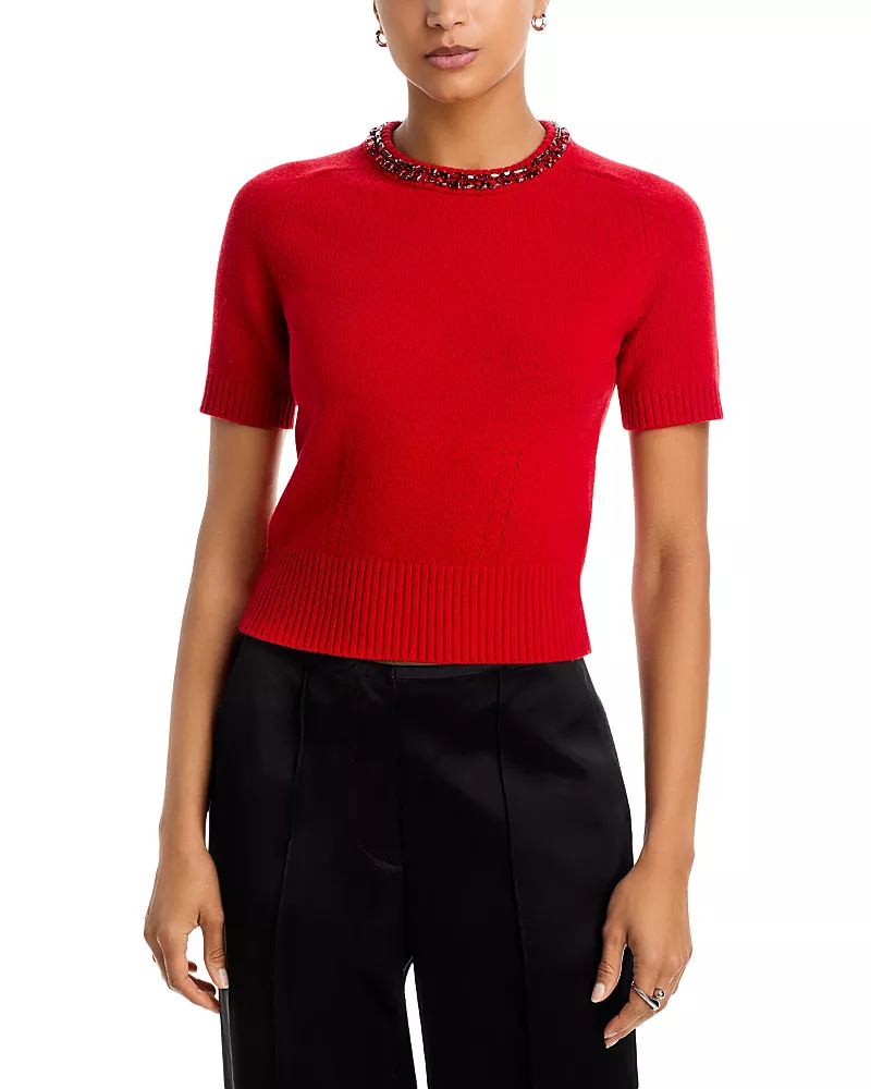 rag & bone Bonnie Embellished Crewneck Short Sleeve Sweater