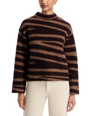 Zebra Alpaca & Wool Mock Neck Sweater