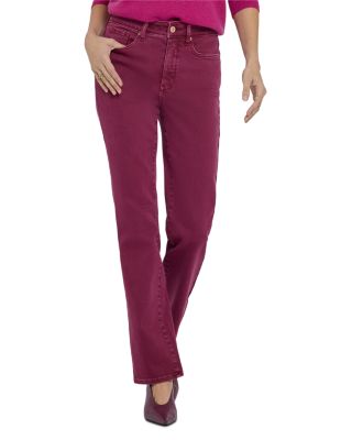 Petites Marilyn High Rise Straight Jeans in Retro True Burgundy