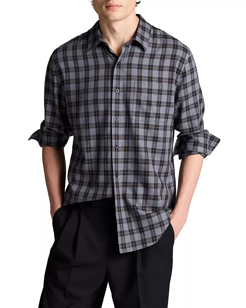 Vince Allen Plaid Classic Fit Casual Button Down Shirt