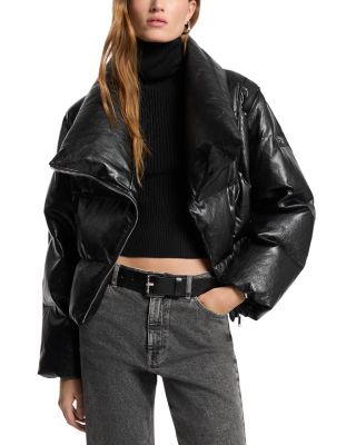 Michael Kors Faux Leather Moto Puffer Jacket