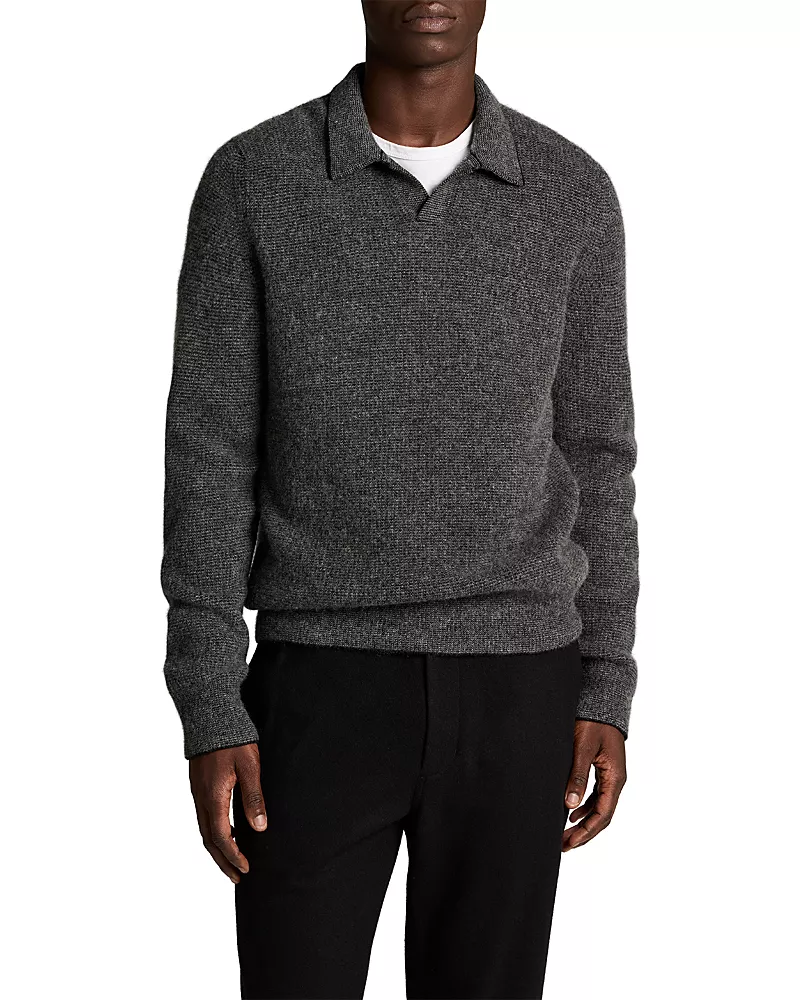 Vince Thermal Open Collar Polo Sweater