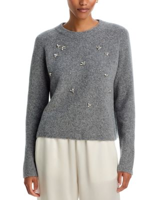 Velvet by Graham & Spencer Jewel Embellished Wool Blend Crewneck Sweater