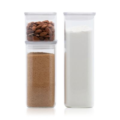 3 Piece Rectangle Glass Storage Canister Set