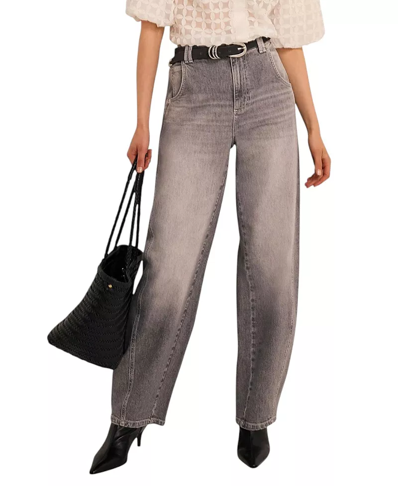 Mint Velvet Women's Relaxed Ultimate Full Length Barrel Jeans in Grey Wash