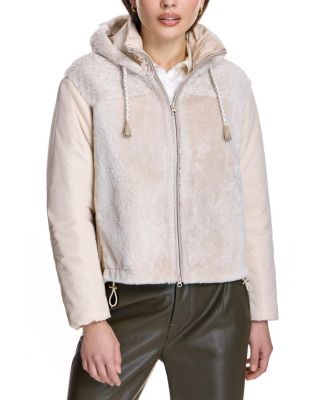  Contrast Sleeve Shearling Jacket