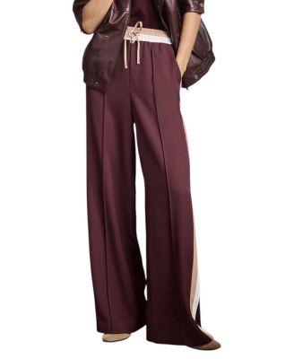  Women's Side Stripe Tie Waist Wide Leg Trousers