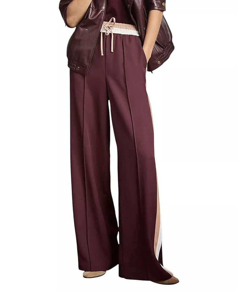 Mint Velvet Women's Side Stripe Tie Waist Wide Leg Trousers