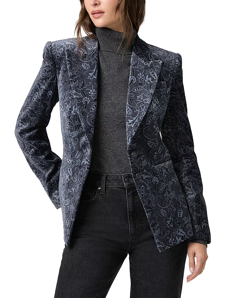 Paige Chelsee Stretch Velvet Peak Lapel Blazer