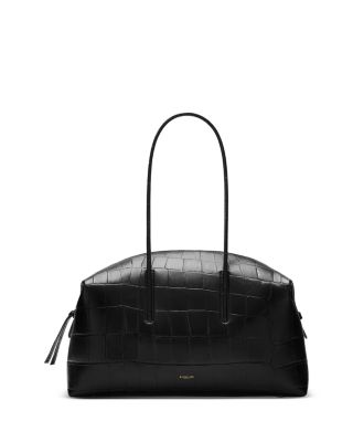 Stockholm Croc Embossed Leather Shoulder Bag