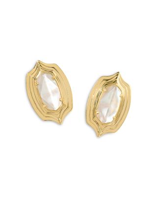 Ellie Stepped Frame Mother Of Pearl Stud Earrings