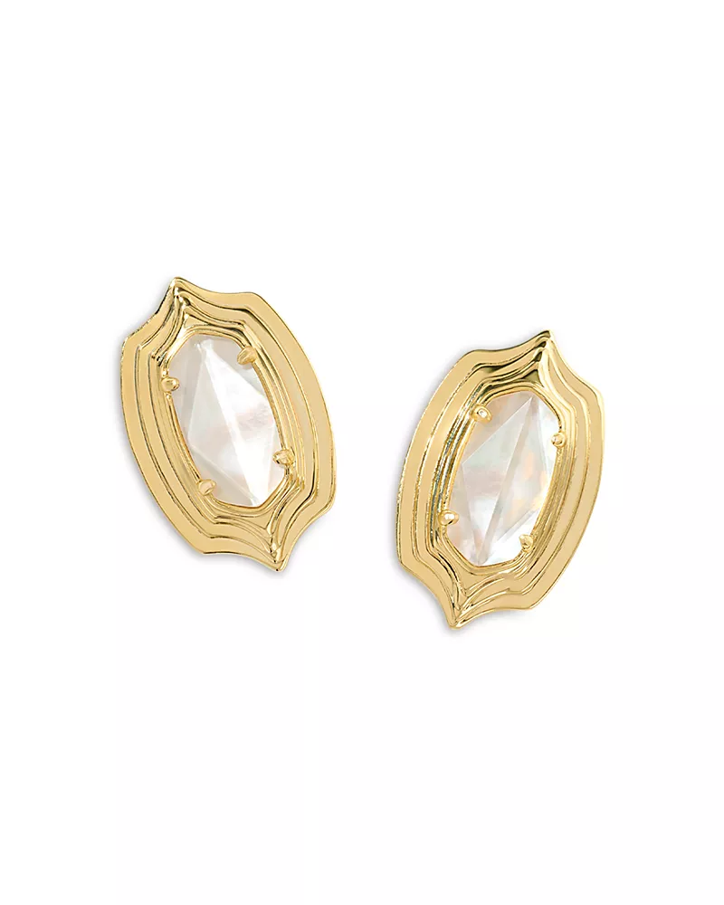 Kendra Scott Ellie Stepped Frame Mother Of Pearl Stud Earrings