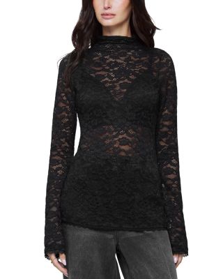 Skyler Stretch Lace Turtleneck Top