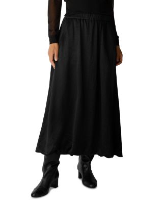 Eileen Fisher Textured Satin Bubble Hem Elastic Waist Skirt