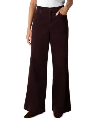 Wide Leg Brushed Cotton Stretch Pants