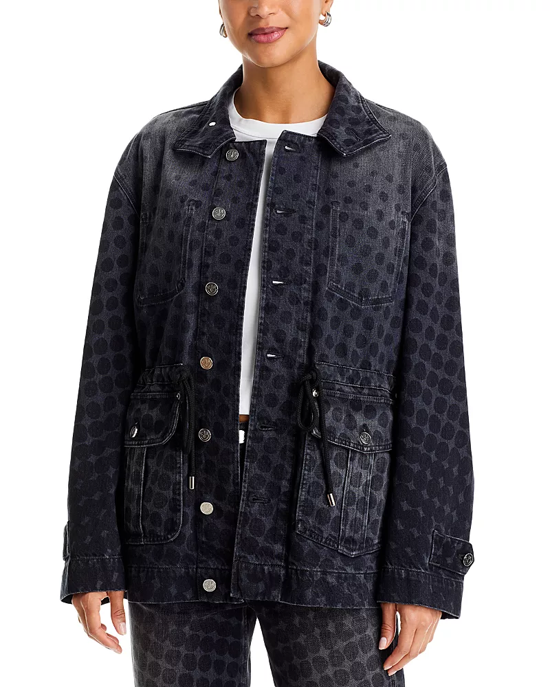 Christopher John Rogers Halftone Wiggle Dot Denim Chore Jacket