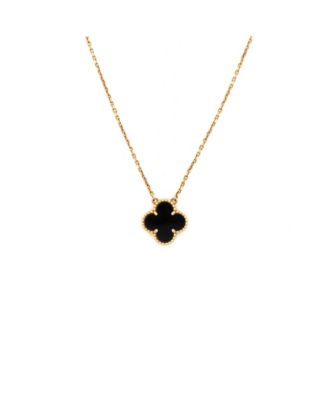  Vintage Alhambra Pendant Necklace 18K Gold and Onyx, 16"
