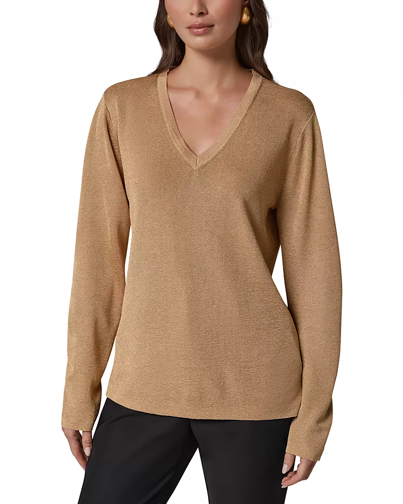 Donna Karan New York Metallic V Neck Top
