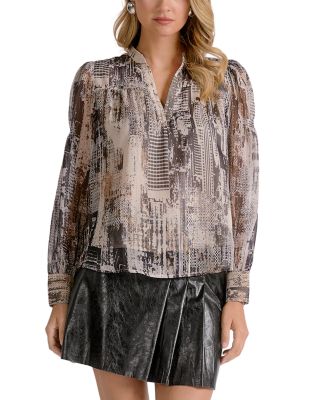 Long Sleeve V Neck Peasant Top