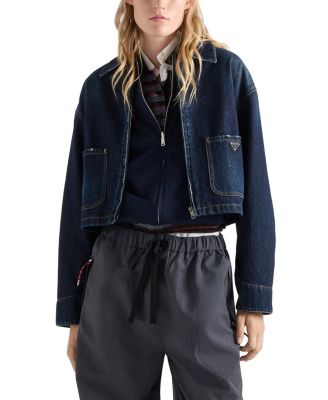  Cropped Denim Blouson Jacket