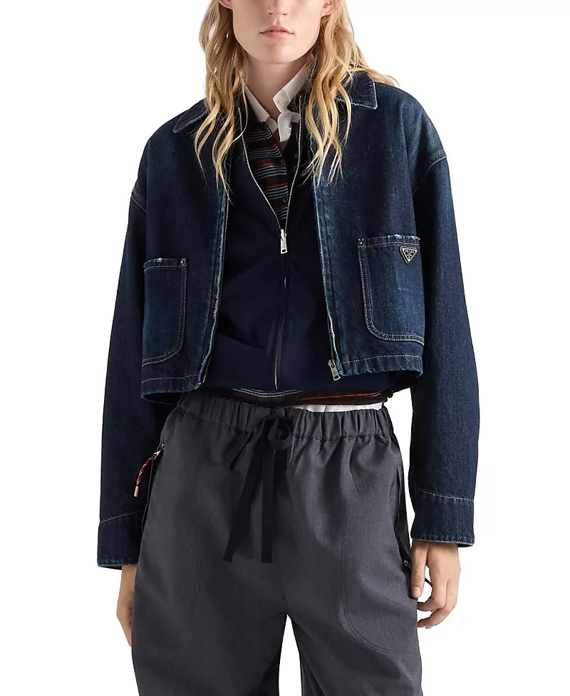 Prada Cropped Denim Blouson Jacket