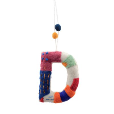 Felt Tie Dye Embroidered Hanging D Ornament  