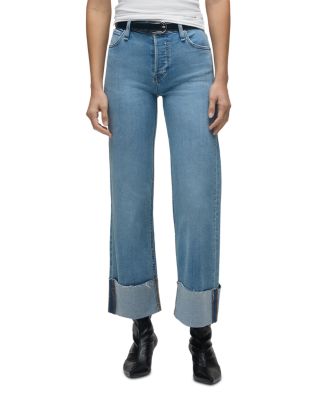 Rosie Cotton Stretch High Rise Ankle Wide Leg Jeans in Oak