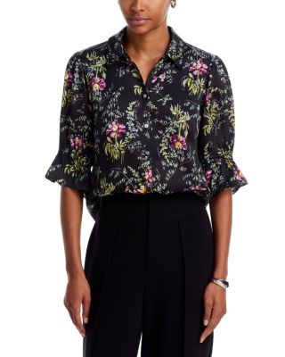 Cinq a Sept Fiona Wildflower Whispers Collared Ruffle Top