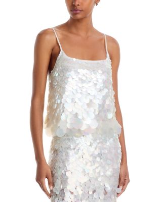 Alice and Olivia Julia Paillette Tank Top