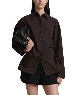 A.emery A. Emery Joyse Cotton Poplin Tie Back Button Up Shirt In Bistre