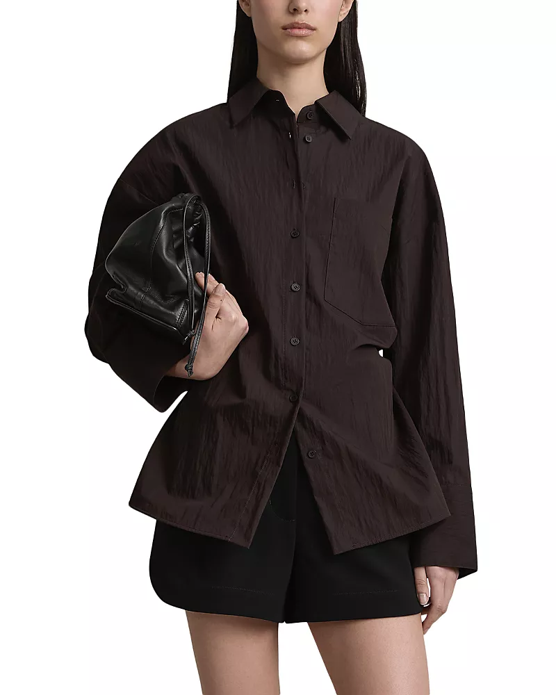 A. emery Joyse Cotton Poplin Tie Back Button Up Shirt