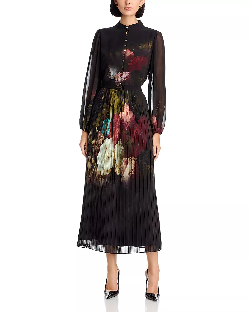 Elie Tahari Adira Mock Neck Printed Maxi Dress
