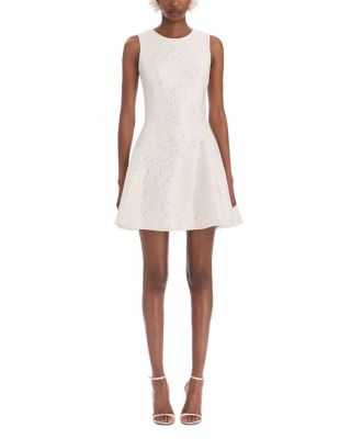 Wool Blend Sleeveless Sequin Tweed Mini Dress