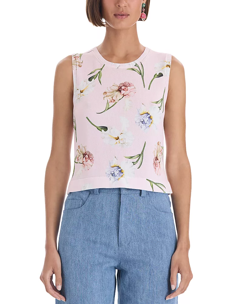 Oscar de la Renta Floral Printed Twinset Tank