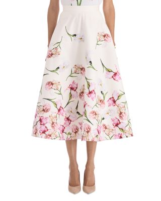 Painted Iris Cotton Stretch A Line Skirt 
