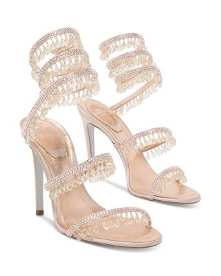 Women's Chandelier Embellished Satin Stiletto Sandals